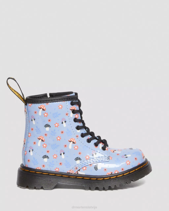 Dr. Martens apavi bērni zen blue lucido & patent lamper toddler 1460 patentēta mežģīņu zābaki LHJP412