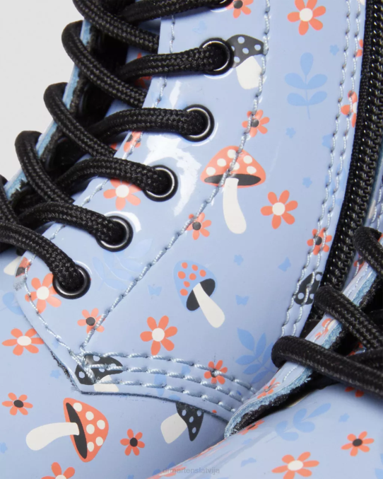 Dr. Martens apavi bērni zen blue lucido & patent lamper toddler 1460 patentēta mežģīņu zābaki LHJP412