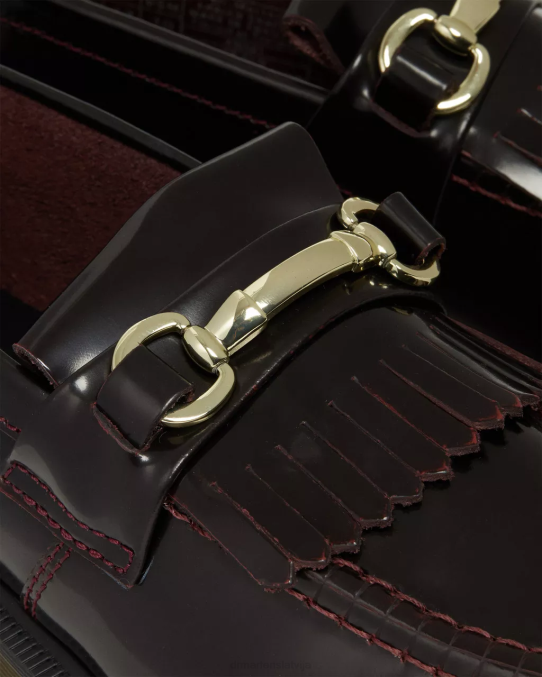 Dr. Martens apavi sievietes ķiršu sarkanā arkādija un gluda adrian snaffle gludas ādas kiltie loafers LHJP374