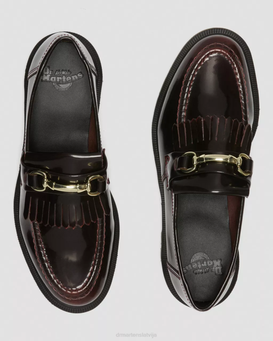 Dr. Martens apavi sievietes ķiršu sarkanā arkādija un gluda adrian snaffle gludas ādas kiltie loafers LHJP374