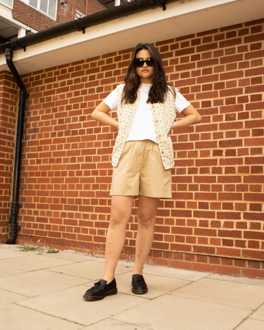 Dr. Martens apavi sievietes melnā Virdžīnija adrian virginia ādas pušķu loafers LHJP375