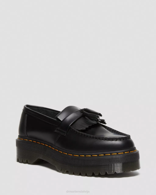 Dr. Martens apavi sievietes melna gluda adrian ādas platformas pušķu loafers LHJP218