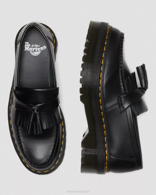Dr. Martens apavi sievietes melna gluda adrian ādas platformas pušķu loafers LHJP218