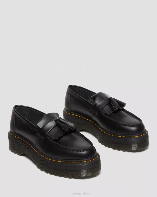 Dr. Martens apavi sievietes melna gluda adrian ādas platformas pušķu loafers LHJP218