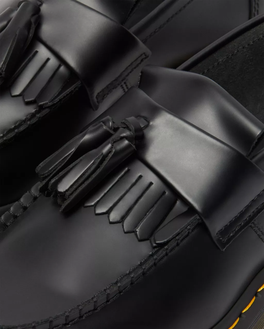 Dr. Martens apavi sievietes melna gluda adrian dzeltenā dūriena ādas pušķu klaipi LHJP367