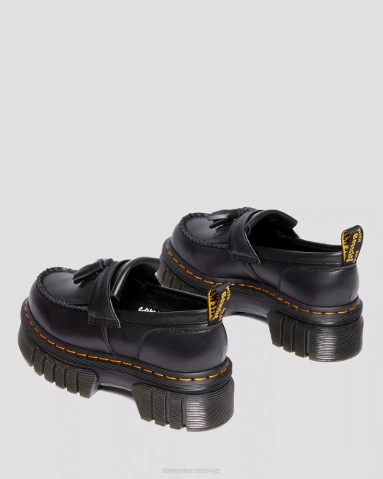 Dr. Martens apavi sievietes melns nappa lux audrick nappa lux platformas loafers LHJP369