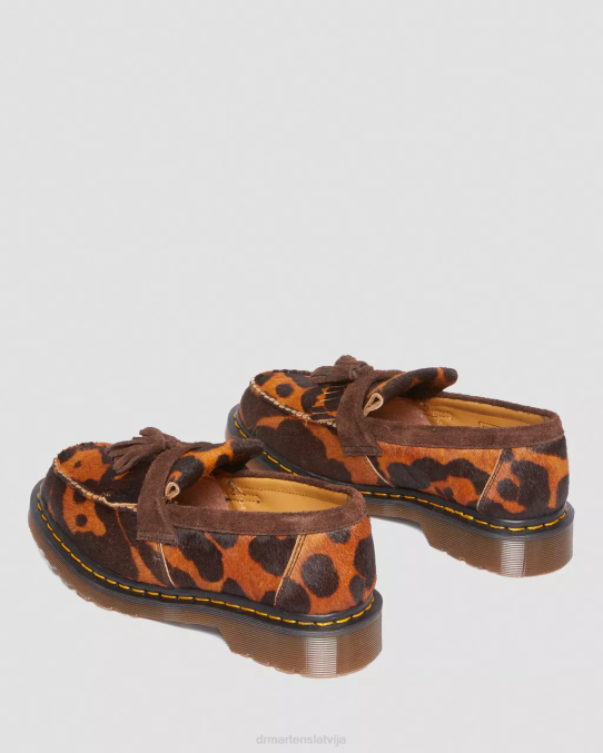 Dr. Martens apavi sievietes ocelots un tumši brūni mati adrian made in england mati uz pušķu klaipu LHJP382