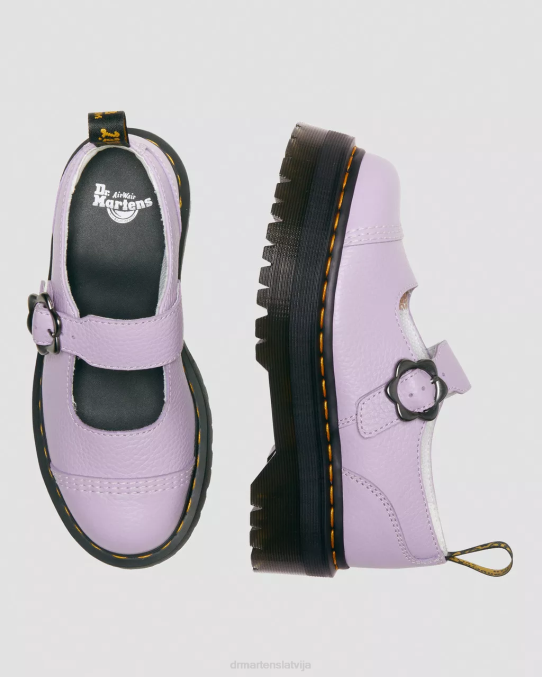 Dr. Martens apavi sievietes ceriņu slīpēta nappa addina ziedu sprādzes ādas platformas kurpes LHJP241
