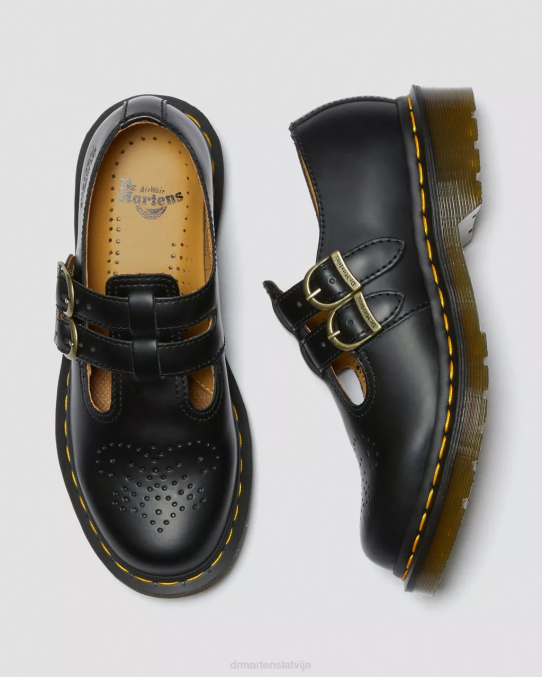 Dr. Martens apavi sievietes melna gluda 8065 gludas ādas Mary Jane kurpes LHJP337