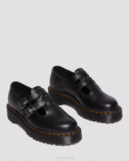 Dr. Martens apavi sievietes melna gluda 8065 ii bex gludas ādas platformas Mary Jane kurpes LHJP225