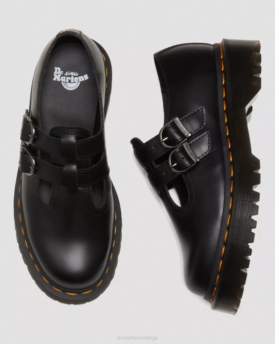 Dr. Martens apavi sievietes melna gluda 8065 ii bex gludas ādas platformas Mary Jane kurpes LHJP225