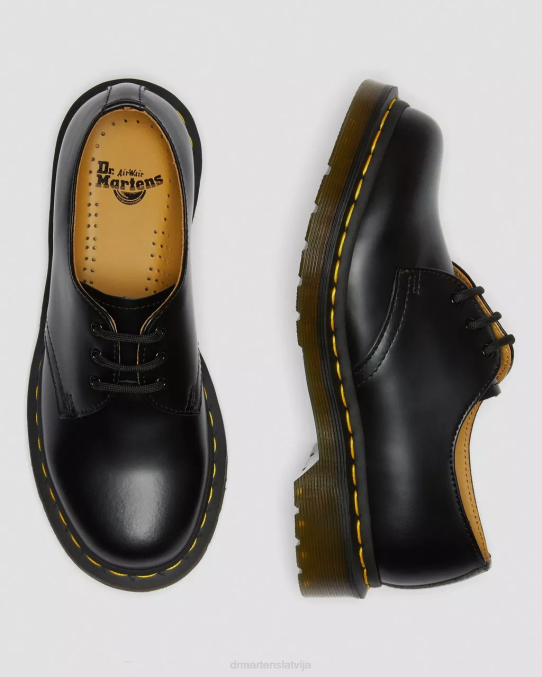 Dr. Martens apavi sievietes melna gluda 1461 gludas ādas oksfordas kurpes LHJP281