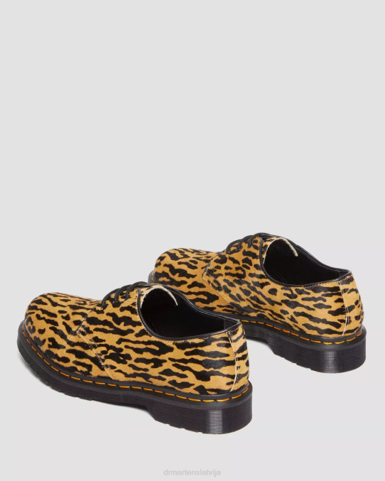 Dr. Martens apavi sievietes uzvilkti melni un dzeltenbrūni mati 1461 wacko maria oksfordas apavi LHJP278