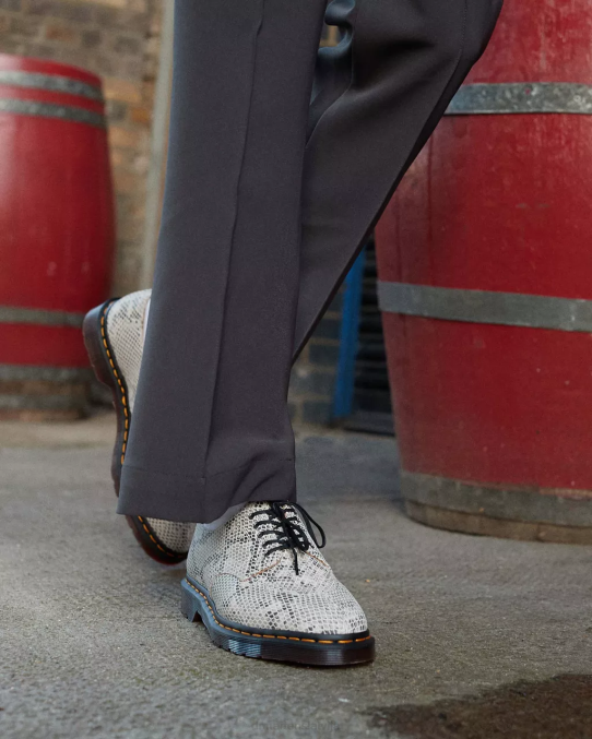 Dr. Martens apavi sievietes zamšāda ar smilšu un melnu pitona apdruku 2046. gada čūskas apdrukas zamšādas oksfordas kurpes LHJP315