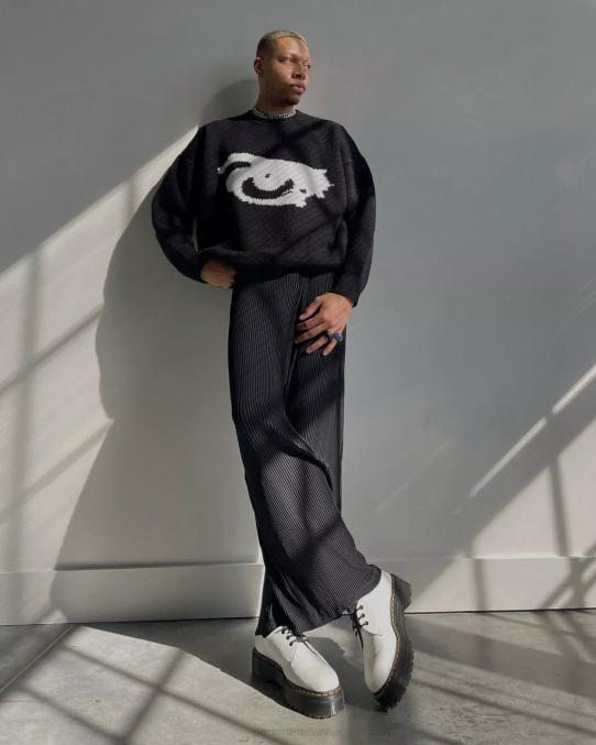 Dr. Martens apavi sievietes balta pulēta gluda 1461 gludas ādas platformas kurpes LHJP230