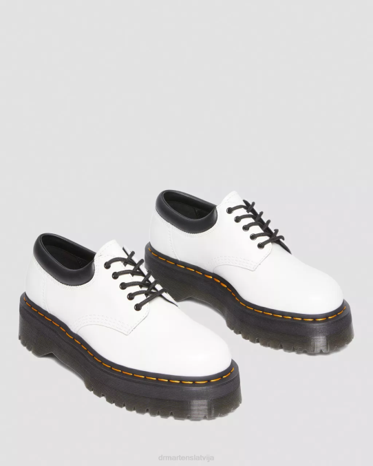 Dr. Martens apavi sievietes balta pulēta gluda 8053 ādas platformas ikdienas apavi LHJP231