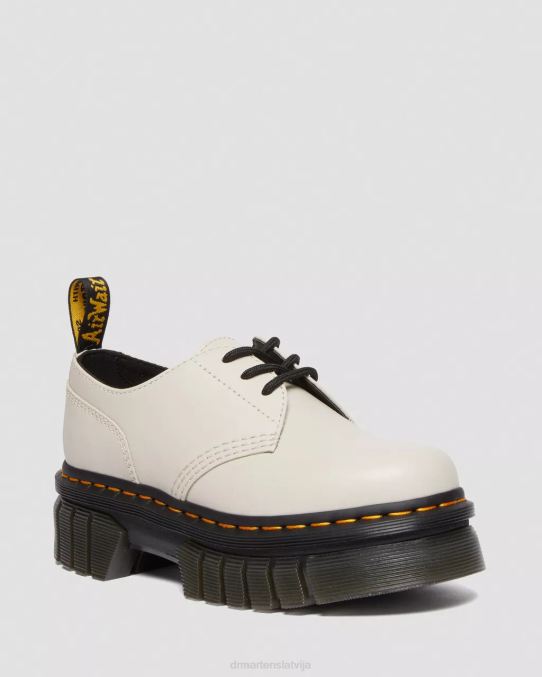 Dr. Martens apavi sievietes bruģakmens pelēks nappa lux audrick nappa ādas platformas kurpes LHJP232