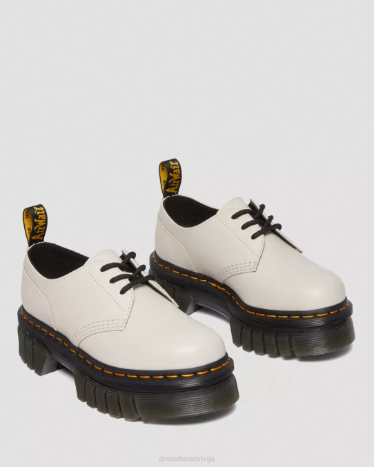 Dr. Martens apavi sievietes bruģakmens pelēks nappa lux audrick nappa ādas platformas kurpes LHJP232