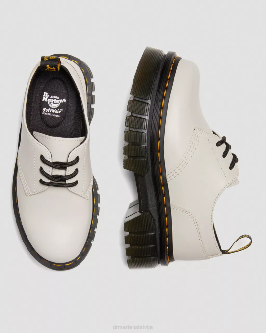 Dr. Martens apavi sievietes bruģakmens pelēks nappa lux audrick nappa ādas platformas kurpes LHJP232