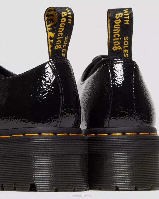 Dr. Martens apavi sievietes melnais nomocītais patents 1461 noskumuši lakādas platformas kurpes LHJP234