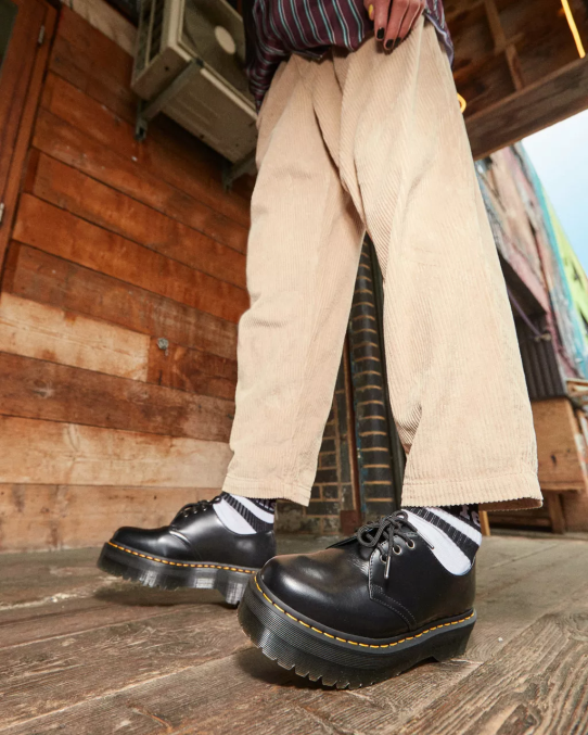 Dr. Martens apavi sievietes melni pulēti gludi 1461 gludas ādas platformas kurpes LHJP215