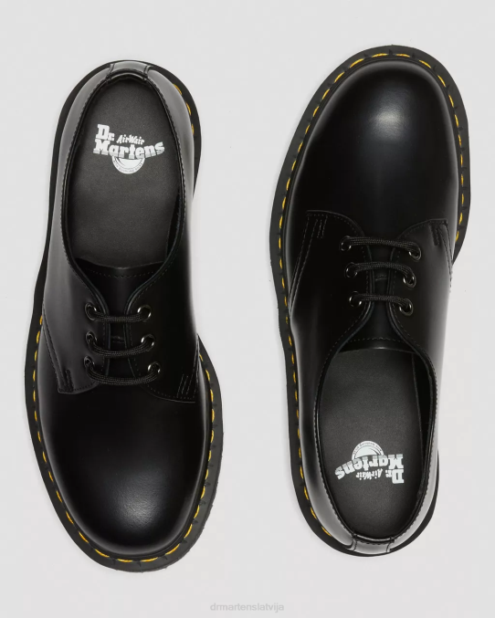 Dr. Martens apavi sievietes melni pulēti gludi 1461 gludas ādas platformas kurpes LHJP215