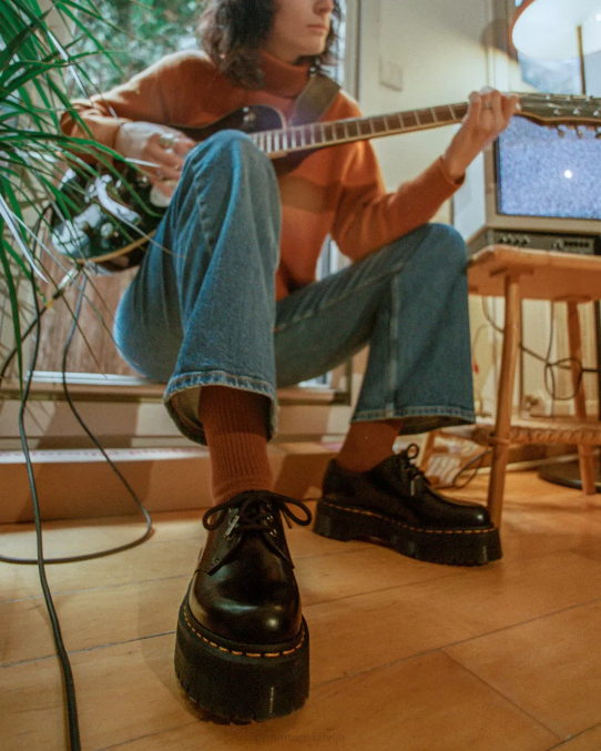 Dr. Martens apavi sievietes melni pulēti gludi 1461 gludas ādas platformas kurpes LHJP215