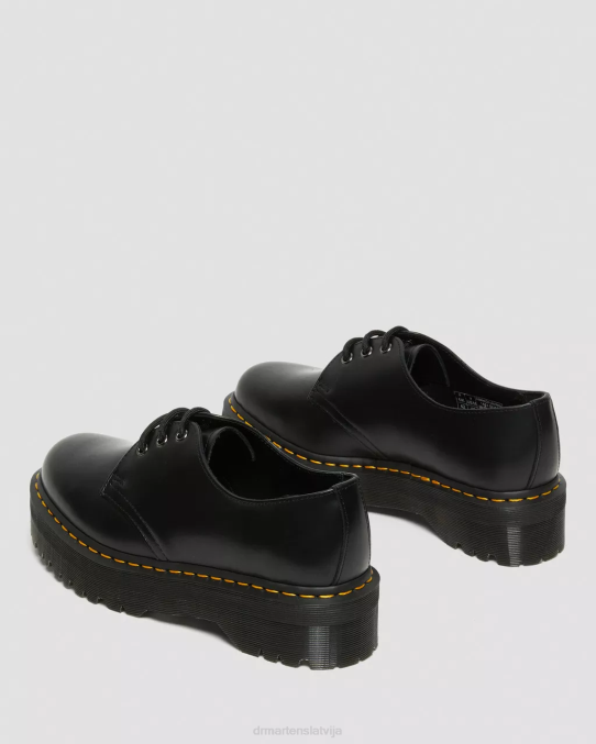 Dr. Martens apavi sievietes melni pulēti gludi 1461 gludas ādas platformas kurpes LHJP215