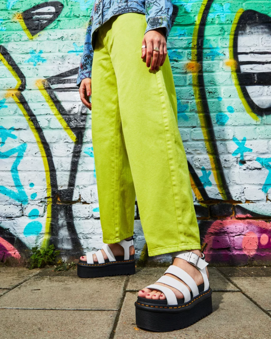 Dr. Martens apavi sievietes balts hidro blaire hidro ādas platformas siksnu sandales LHJP249