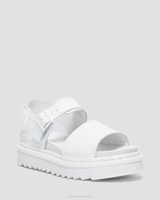 Dr. Martens apavi sievietes balts hidro voss mono hidro ādas siksnu sandales LHJP352