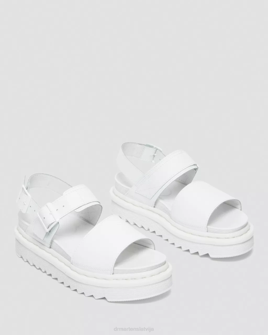 Dr. Martens apavi sievietes balts hidro voss mono hidro ādas siksnu sandales LHJP352