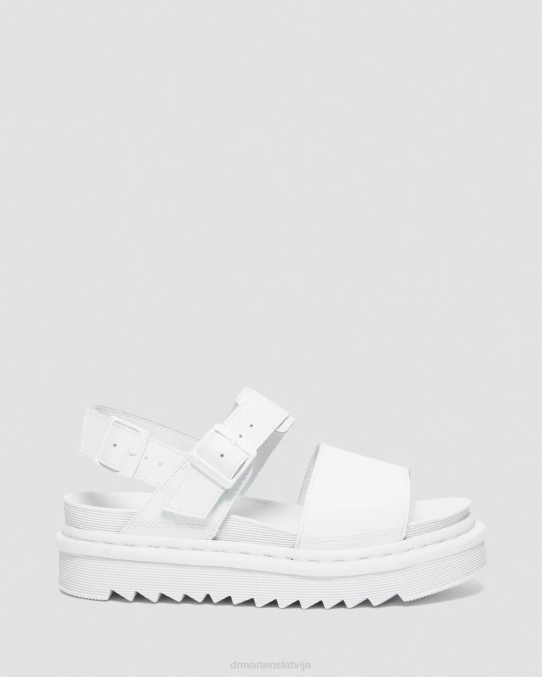 Dr. Martens apavi sievietes balts hidro voss mono hidro ādas siksnu sandales LHJP352