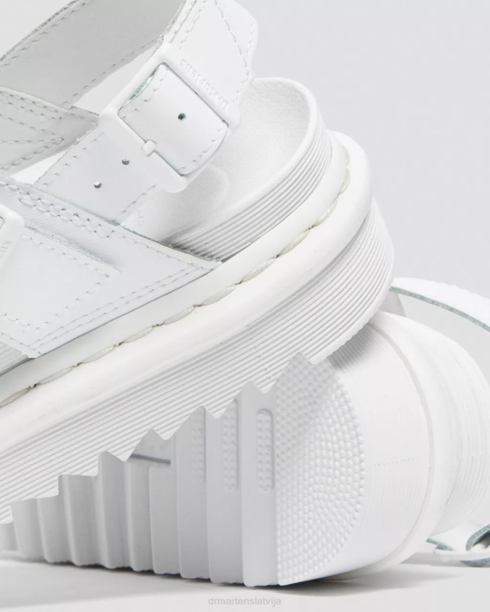 Dr. Martens apavi sievietes balts hidro voss mono hidro ādas siksnu sandales LHJP352