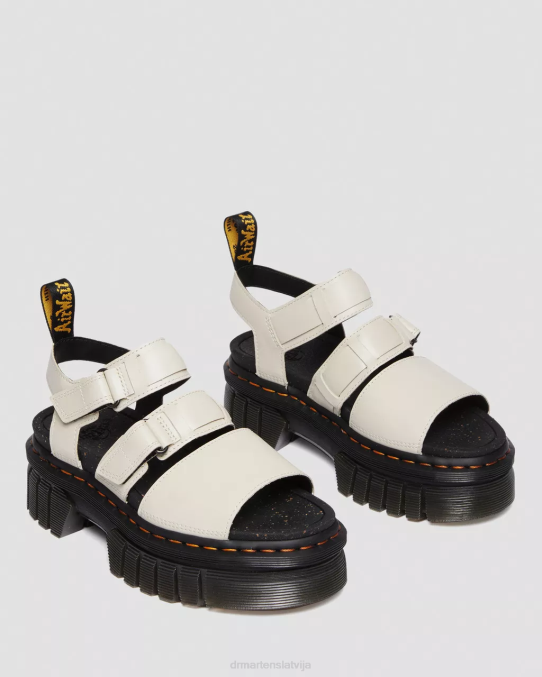 Dr. Martens apavi sievietes bruģakmens pelēks nappa lux ricki nappa lux ādas 3 siksnu platformas sandales LHJP268