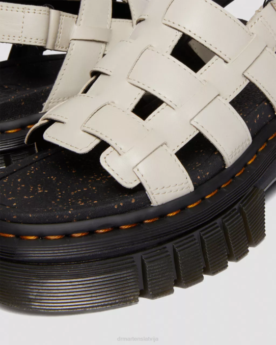 Dr. Martens apavi sievietes bruģakmens pelēks nappa lux ricki nappa lux ādas platformas gladiatora sandales LHJP267