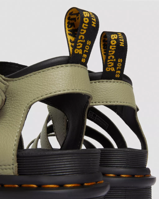 Dr. Martens apavi sievietes gaiši olīvu pisa blaire pisa ādas siksnu sandales LHJP261