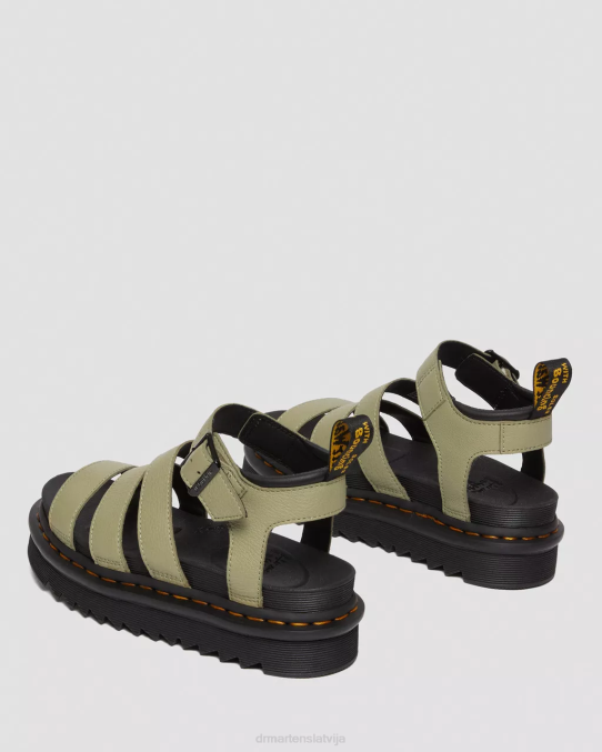 Dr. Martens apavi sievietes gaiši olīvu pisa blaire pisa ādas siksnu sandales LHJP261