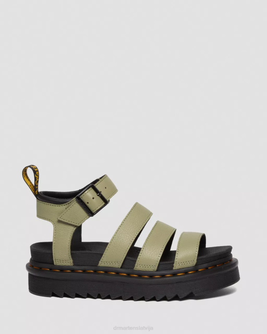 Dr. Martens apavi sievietes gaiši olīvu pisa blaire pisa ādas siksnu sandales LHJP261