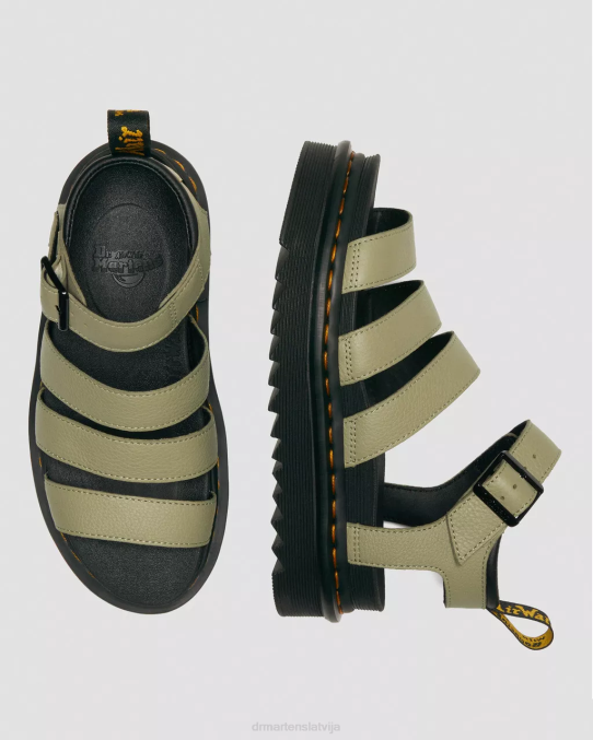 Dr. Martens apavi sievietes gaiši olīvu pisa blaire pisa ādas siksnu sandales LHJP261