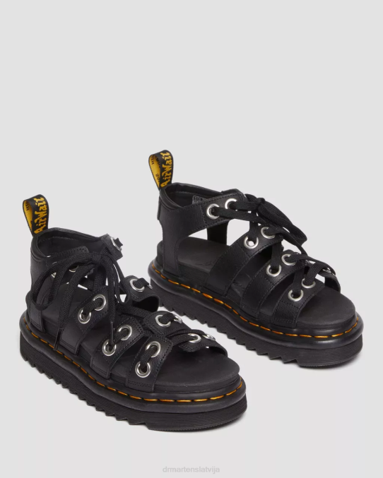 Dr. Martens apavi sievietes melnā atēna blaire hardware ādas siksnu sandales LHJP272