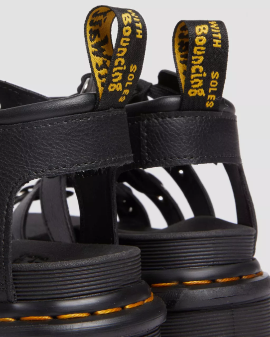 Dr. Martens apavi sievietes melnā atēna blaire hardware ādas siksnu sandales LHJP272