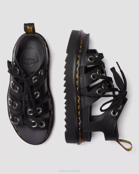 Dr. Martens apavi sievietes melnā atēna blaire hardware ādas siksnu sandales LHJP272