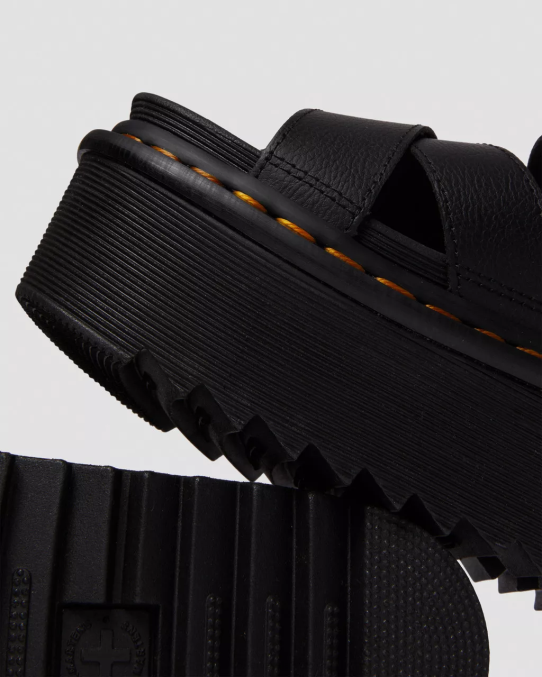 Dr. Martens apavi sievietes melnā atēna voss ii athena ādas siksnu platformas sandales LHJP257