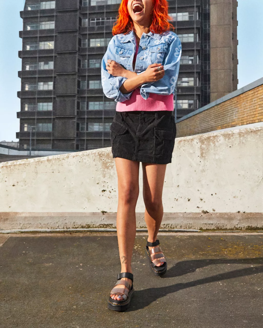 Dr. Martens apavi sievietes melnā pisa blaire jelly glitter strap sandales LHJP351