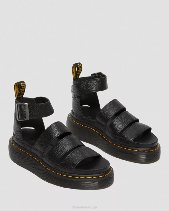 Dr. Martens apavi sievietes melna slīpēta nappa clarissa ii ādas platformas sandales LHJP274