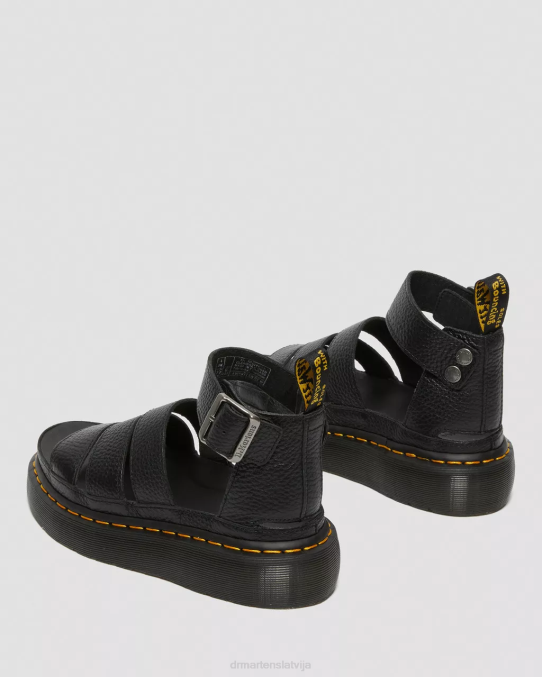 Dr. Martens apavi sievietes melna slīpēta nappa clarissa ii ādas platformas sandales LHJP274