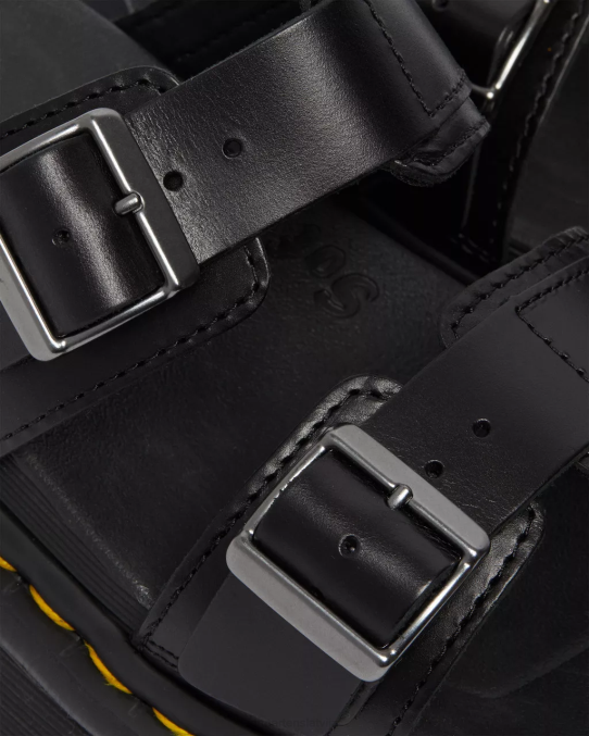 Dr. Martens apavi sievietes melns brendo myles brando ādas sprādzes slide sandales LHJP251