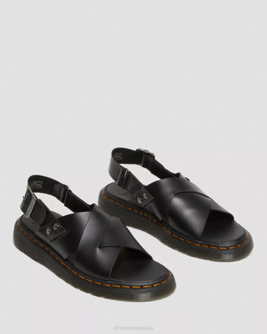 Dr. Martens apavi sievietes melns brendo zane brando ādas slingback sandales LHJP342
