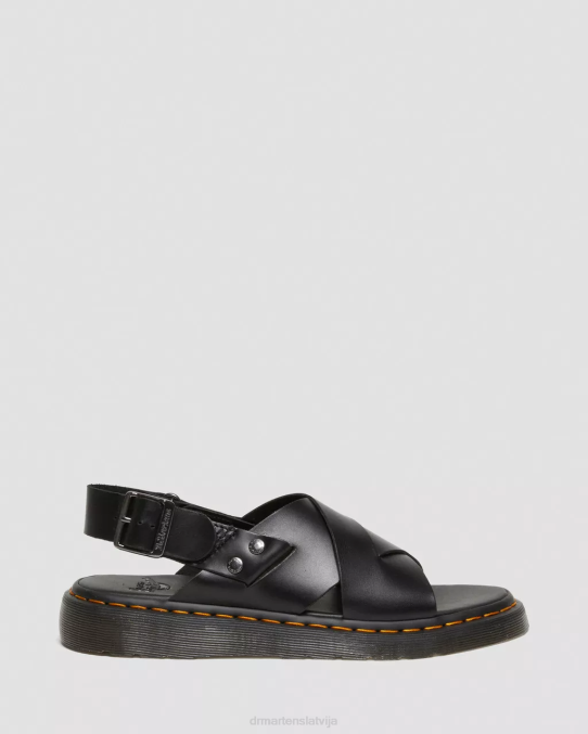 Dr. Martens apavi sievietes melns brendo zane brando ādas slingback sandales LHJP342