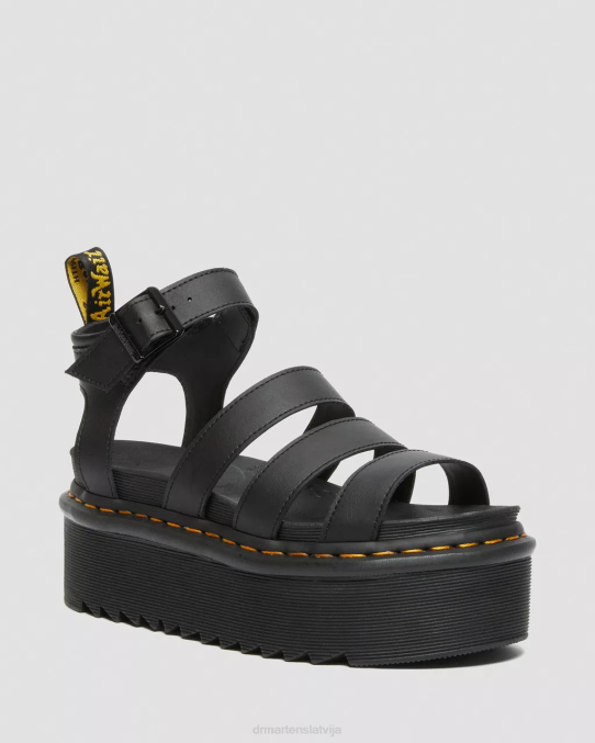 Dr. Martens apavi sievietes melns hidro blaire hidro ādas platformas siksnu sandales LHJP246